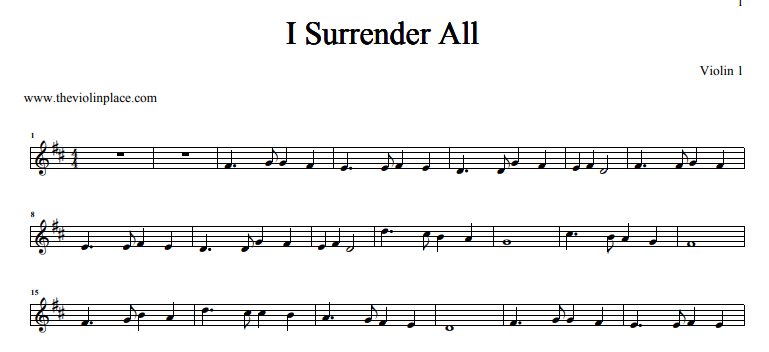 I Surrender All Free Sheet Music The Violin Place