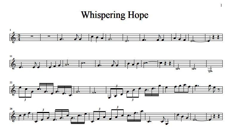 Free Violin Sheet Music -Whispering Hope