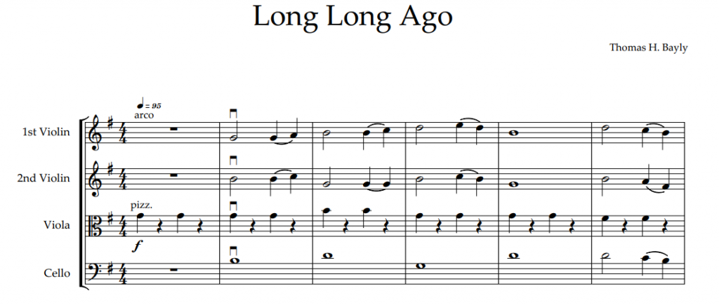 mandig kubiske kanal Long Long Ago " "Free Sheet Music" " The Violin Place